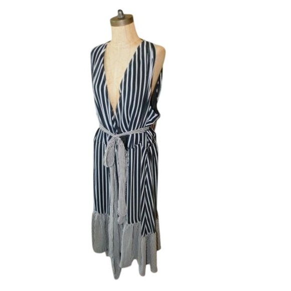 Lane Bryant Size 26 Plus Size Belted Lined Striped Midi Dress NWT $89 - Picture 3 of 3